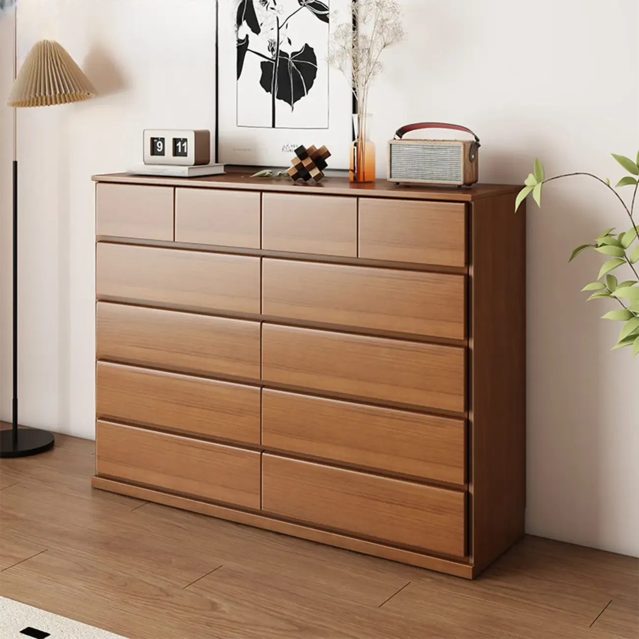 Modern Wood Dresser Light Walnut with 6-Drawers Storage Image - 27