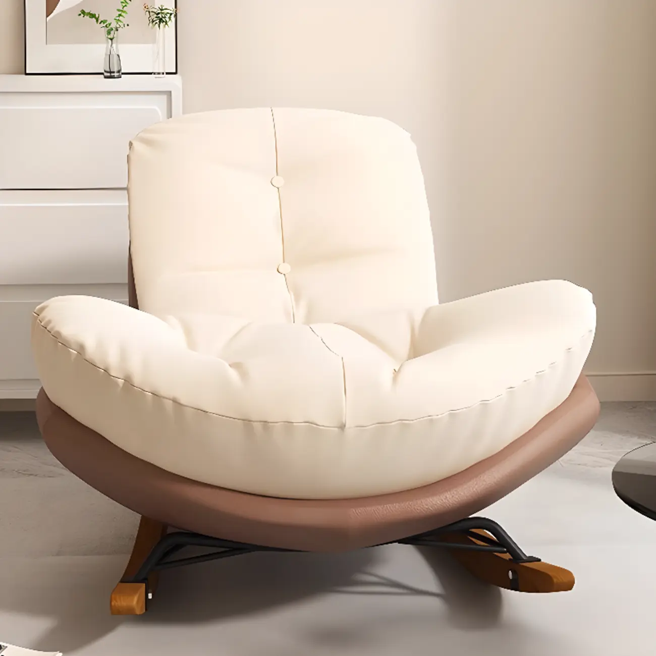 Scandinavian Upholstered Rocking Chair with Optional Ottoman Image - 2 | homeyfad