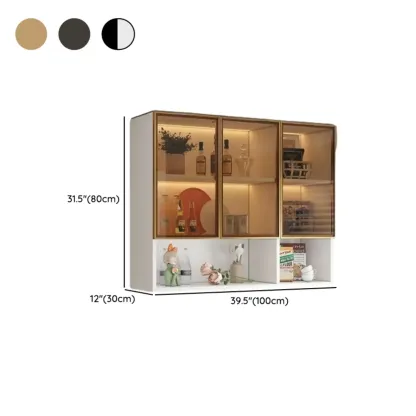 Modern Wood Wall-Mounted Display Cabinet with Glass Image - 33