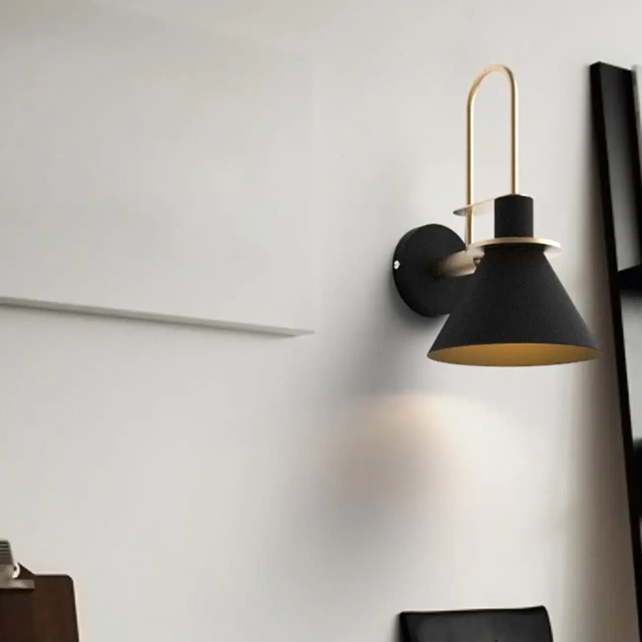 Modern 1-Light Cone Bath Vanity Light with Iron Shade Image - 18