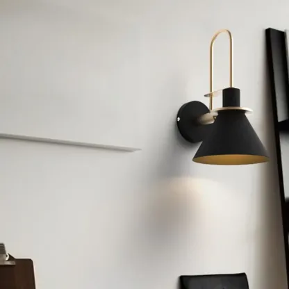 Modern 1-Light Cone Bath Vanity Light with Iron Shade Image - 18