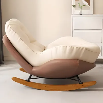 Scandinavian Upholstered Rocking Chair with Optional Ottoman Image - 3