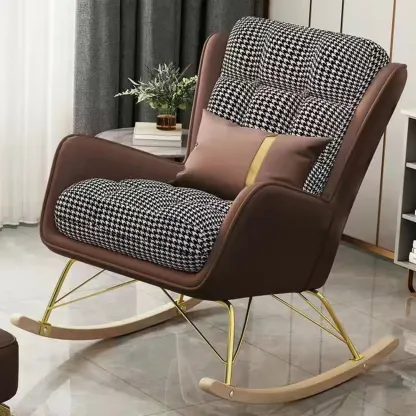 Modern Upholstered Rocking Chair with Optional Ottoman Image - 7