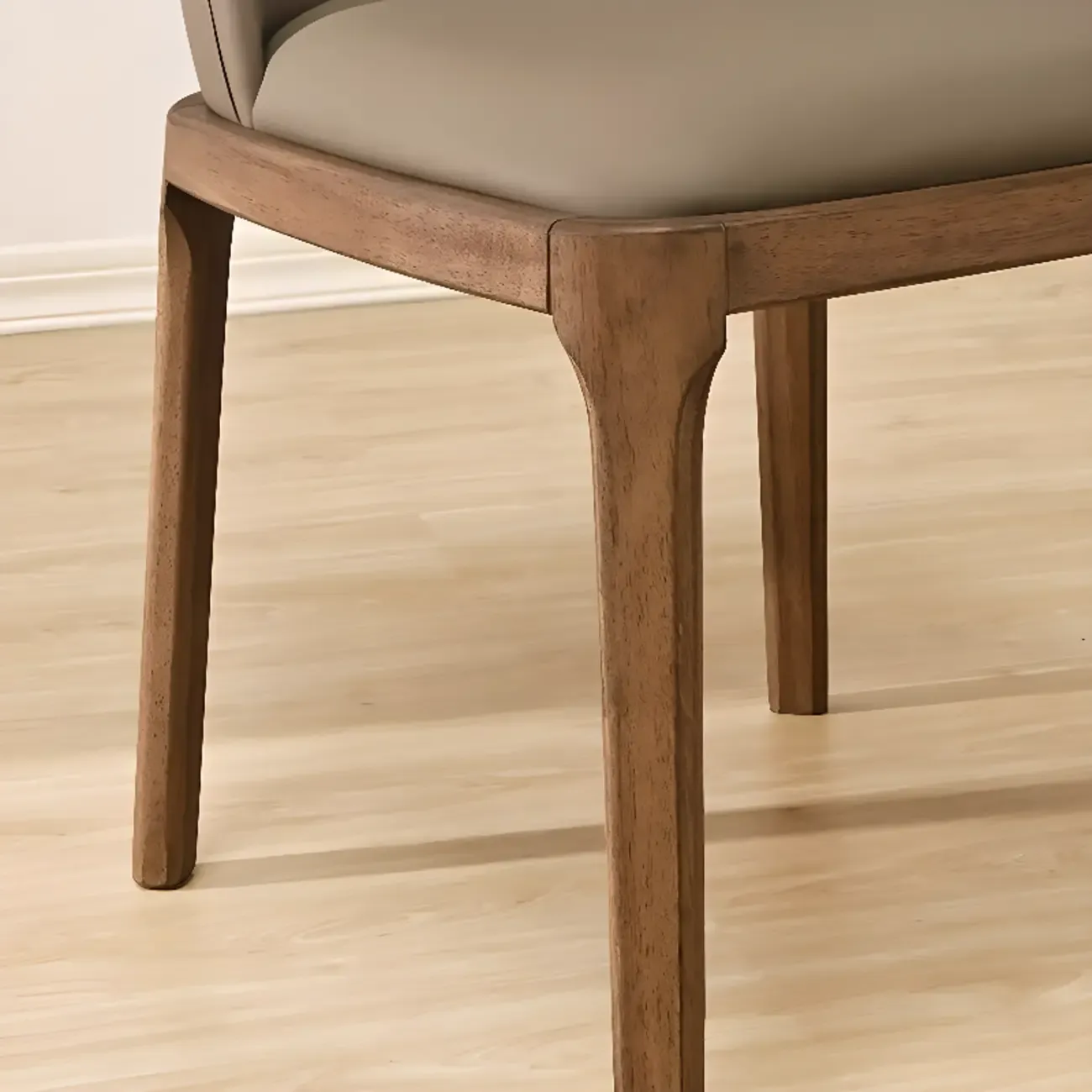 Wooden Modern Dining Chair Solid Back Armless with Upholstered Image - 8