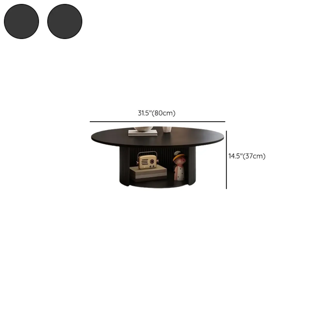 Modern Black Wooden Round Coffee Table Set for Indoor Use  Image - 10