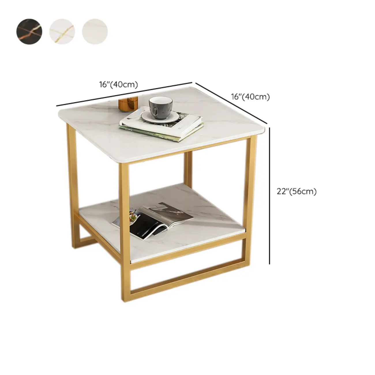 Glam Black Marble Side Table with Storage for Living Room #size | homeyfad