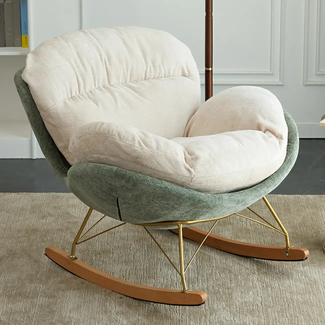 Modern Velvet Ergonomic Upholstered Rocking Chair for Nursery Image - 7