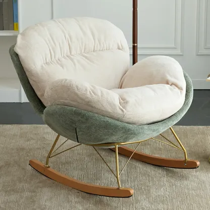 Modern Velvet Ergonomic Upholstered Rocking Chair for Nursery Image - 7