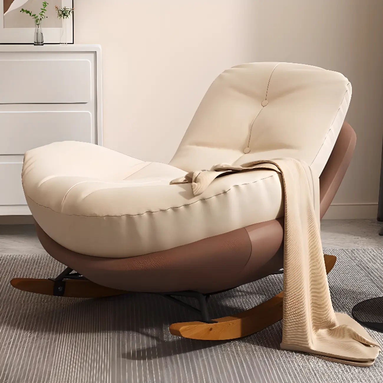 Scandinavian Upholstered Rocking Chair with Optional Ottoman Image - 4 | homeyfad