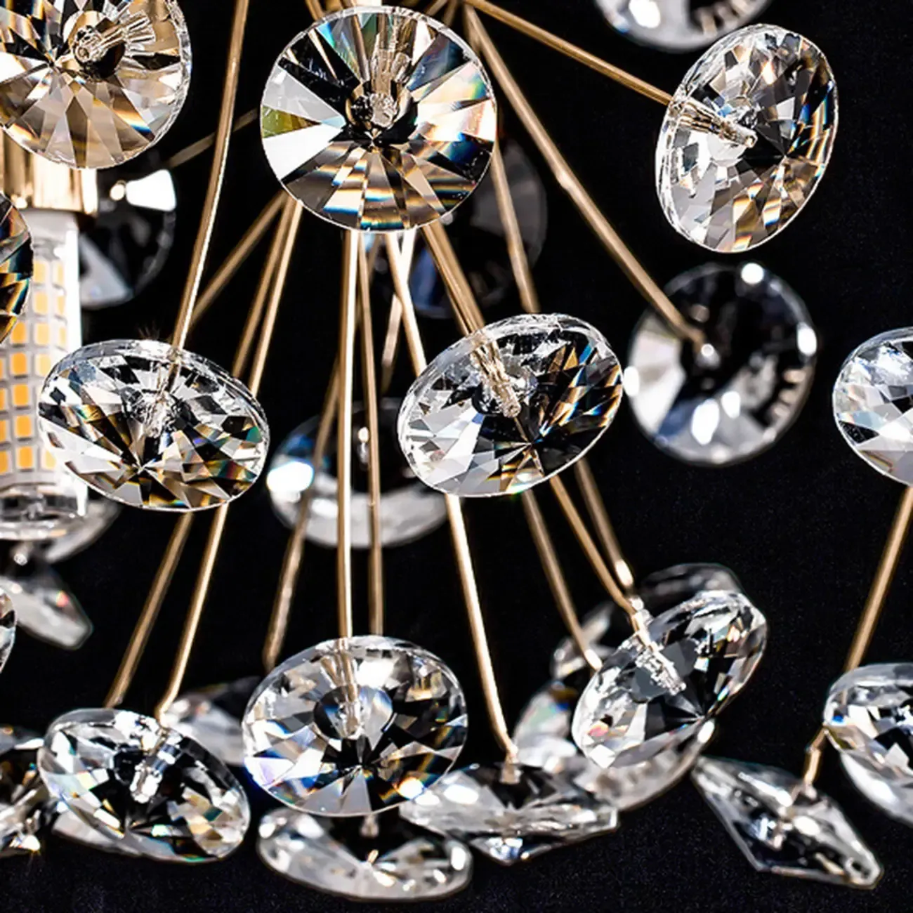 Luxury Crystal Round Chandelier with Geometric Design Image - 11
