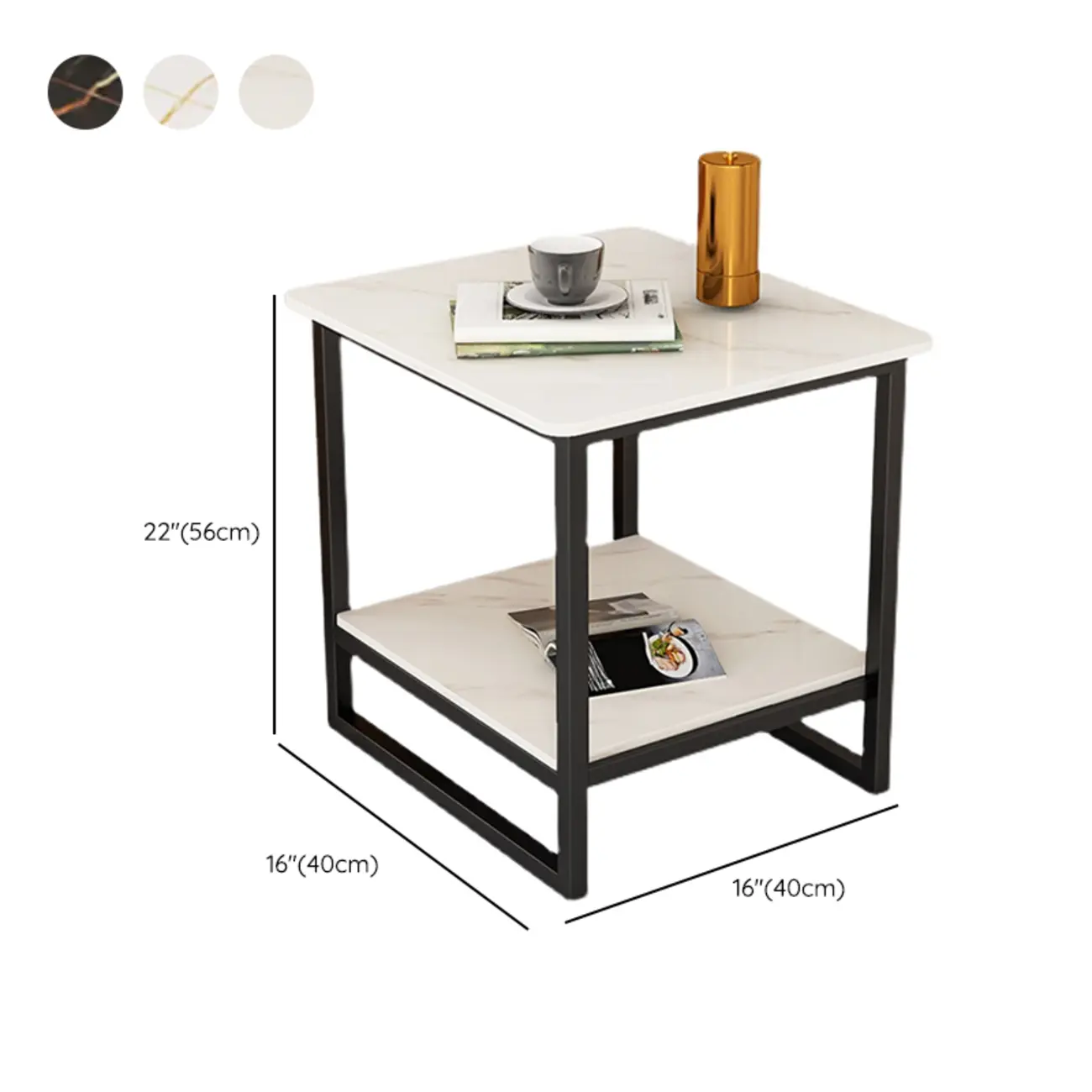 Glam Black Marble Side Table with Storage for Living Room Image - 18 | homeyfad