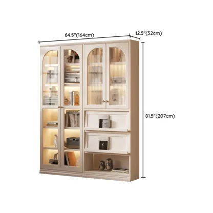 Wooden Display Cabinet with Glass Doors and Shelves Image - 12