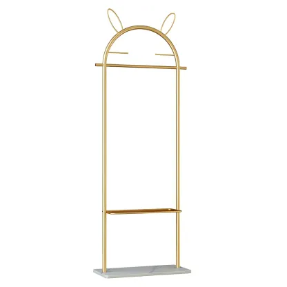 Modern Metal Coat Rack with Hooks & Shelf Image - 21