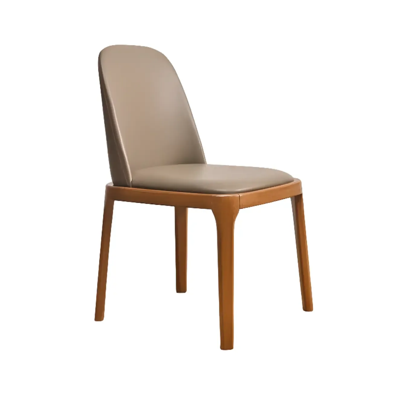 Wooden Modern Dining Chair Solid Back Armless with Upholstered Image - 10