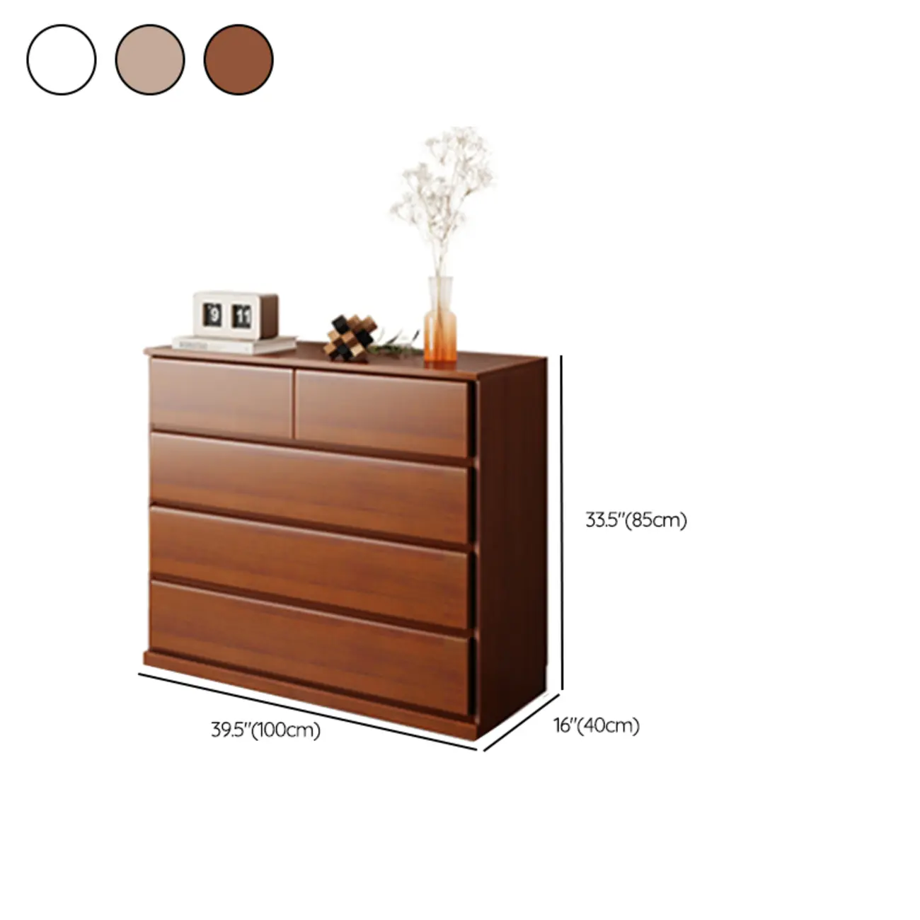Modern Wood Dresser Light Walnut with 6-Drawers Storage #size | homeyfad