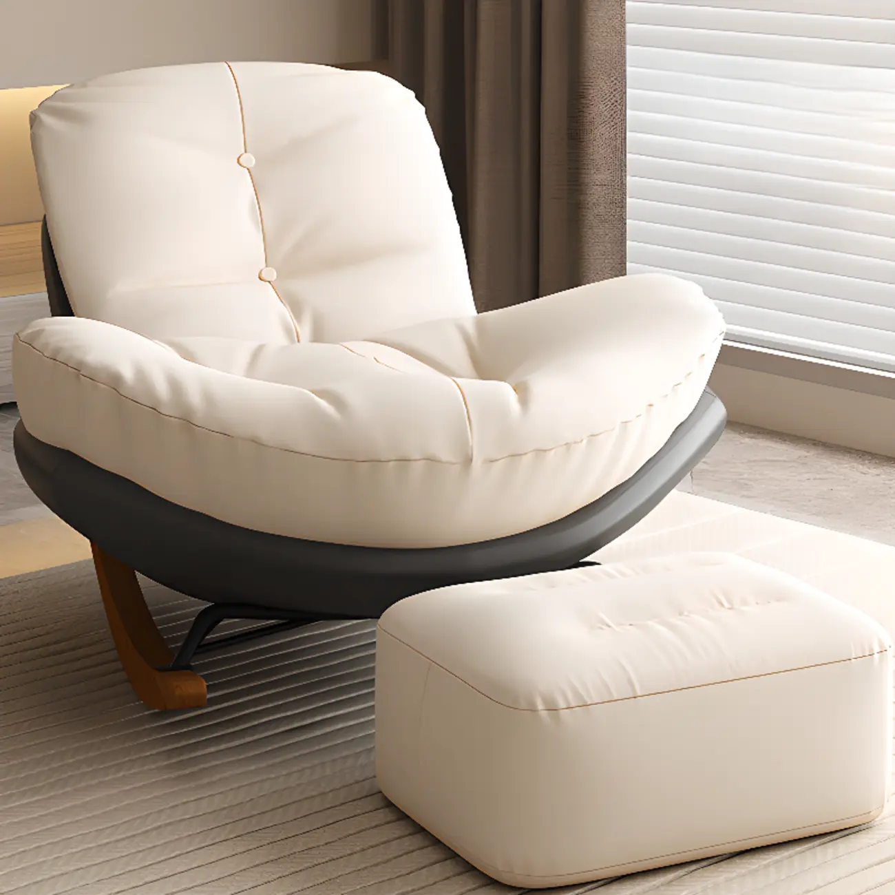 Scandinavian Upholstered Rocking Chair with Optional Ottoman Image - 5 | homeyfad