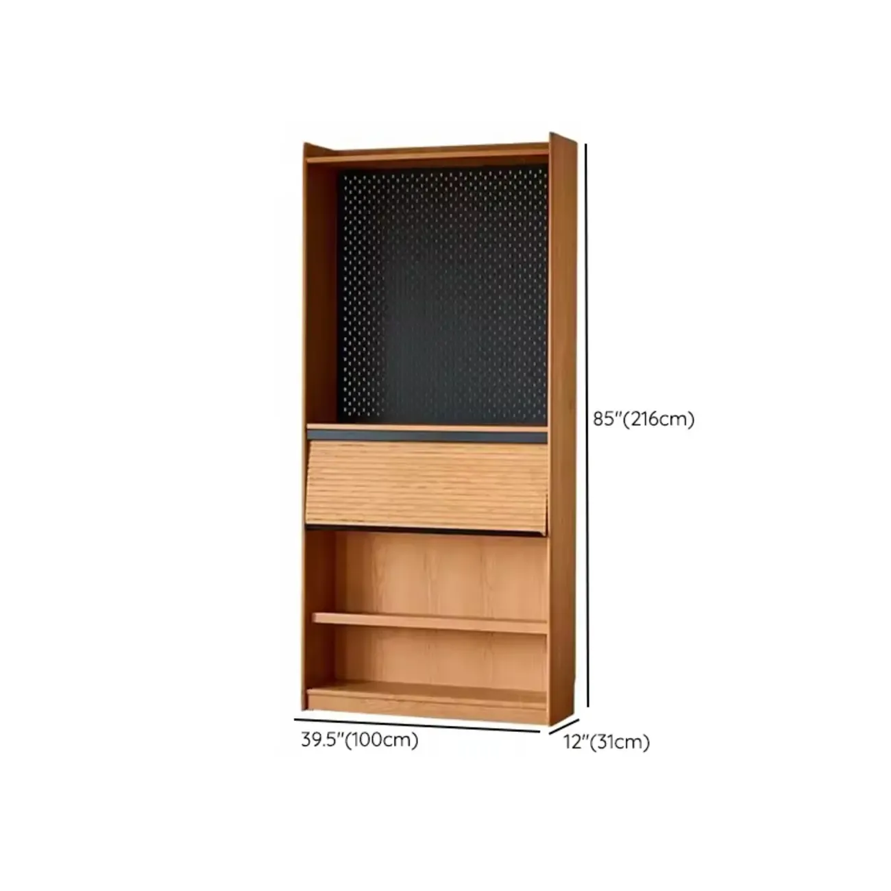 Traditional Wooden Open Display Cabinet with Storage for Living Room Image - 18