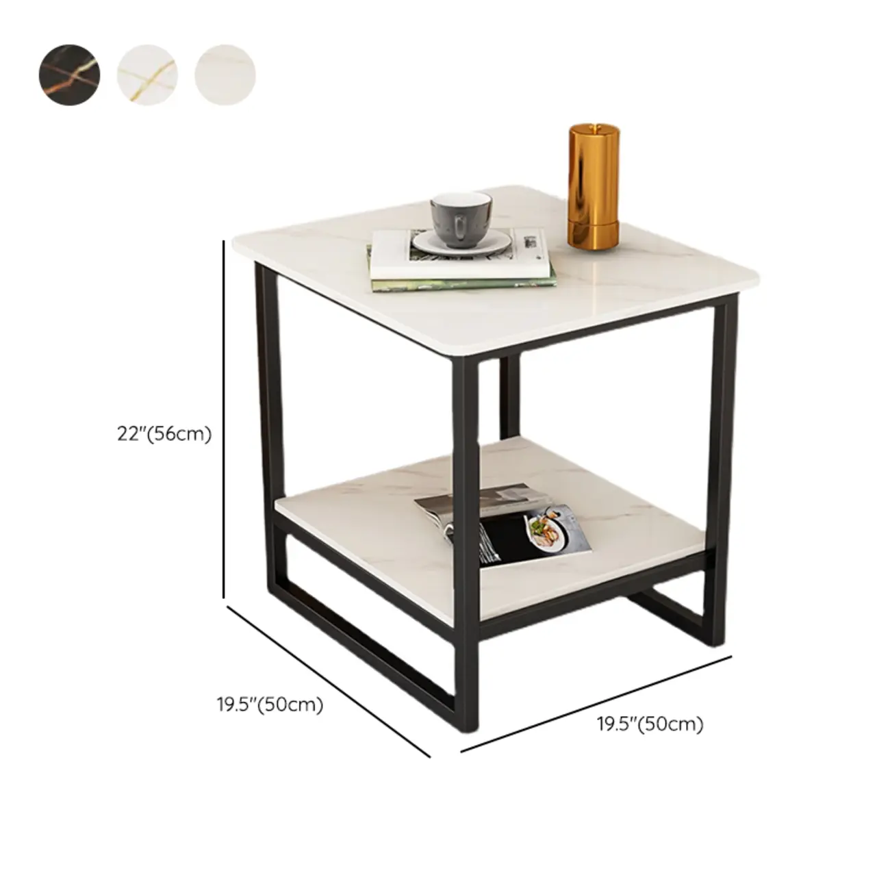 Glam Black Marble Side Table with Storage for Living Room Image - 20 | homeyfad