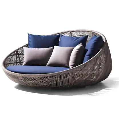 Brown Modern Vine Weaving Daybed Outdoor with Mattress  Image - 5