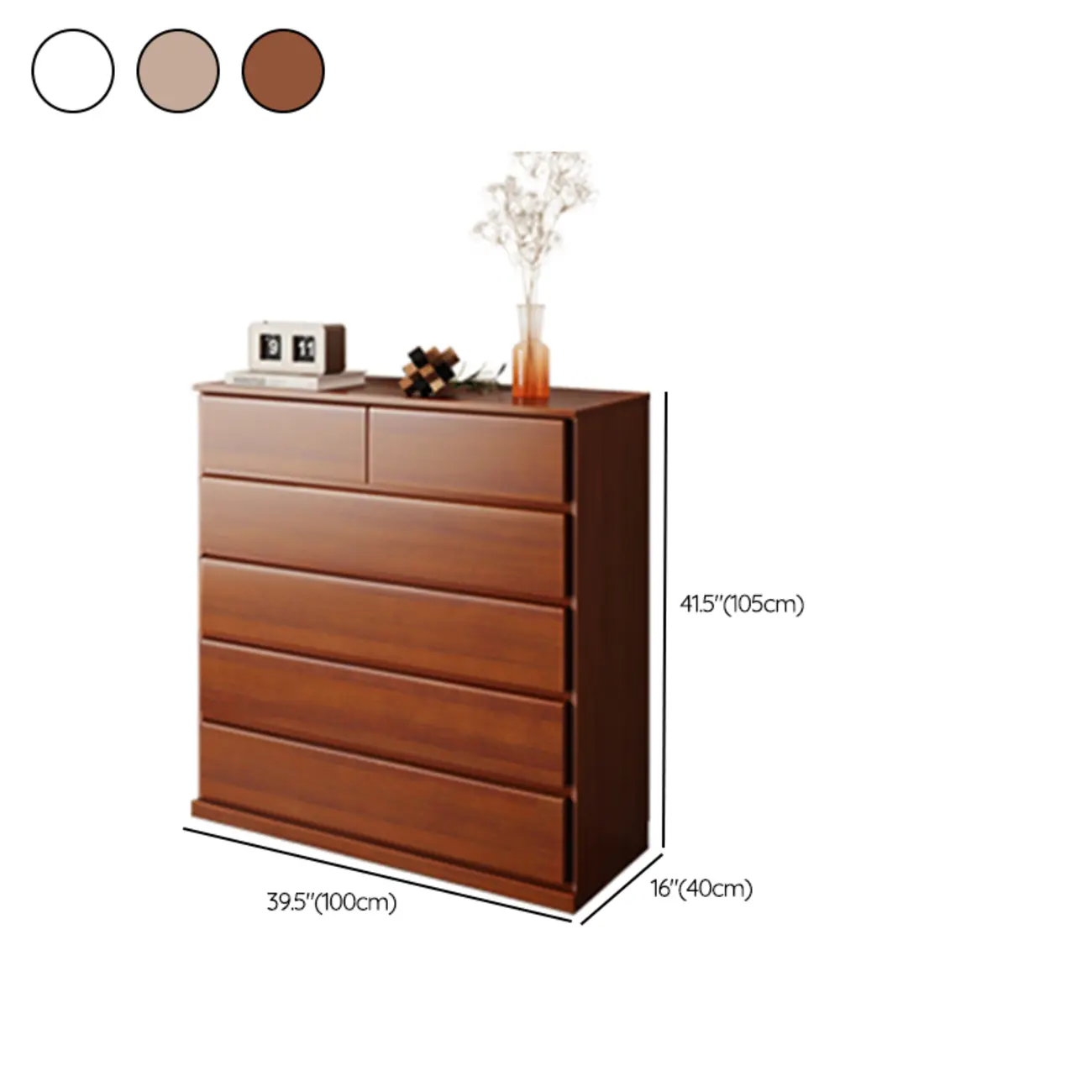 Modern Wood Dresser Light Walnut with 6-Drawers Storage Image - 31 | homeyfad