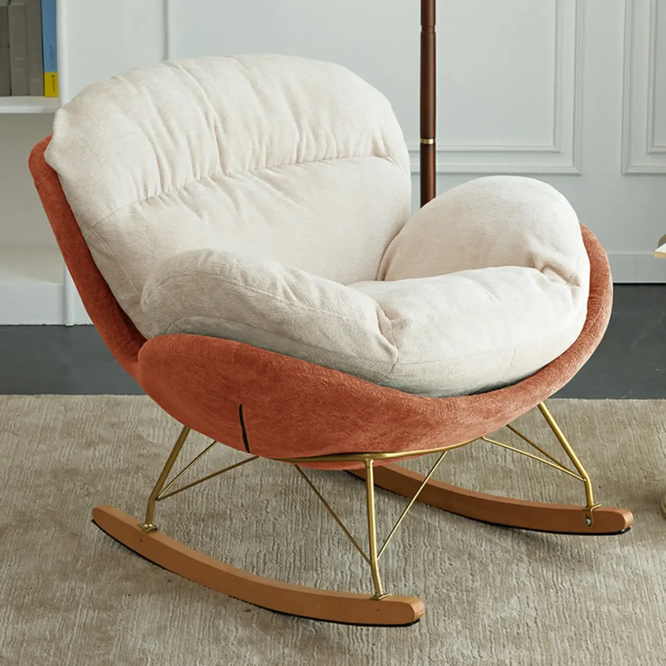 Modern Velvet Ergonomic Upholstered Rocking Chair for Nursery - HomeyFad