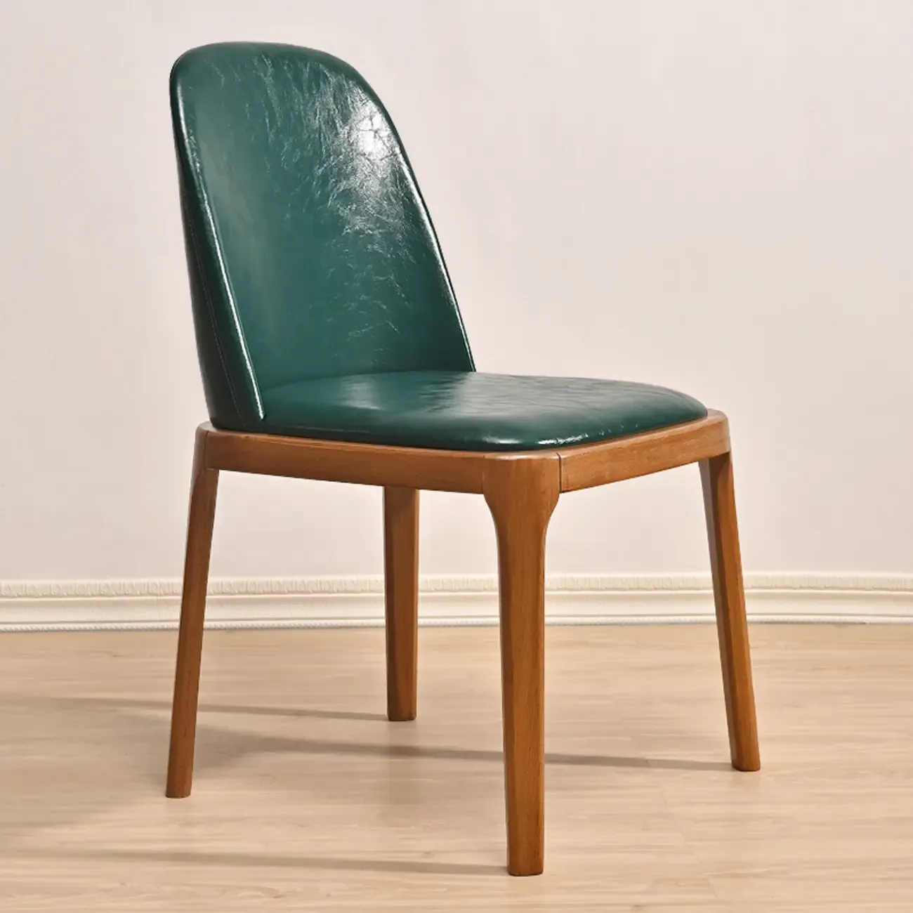 Wooden Modern Dining Chair Solid Back Armless with Upholstered Image - 11