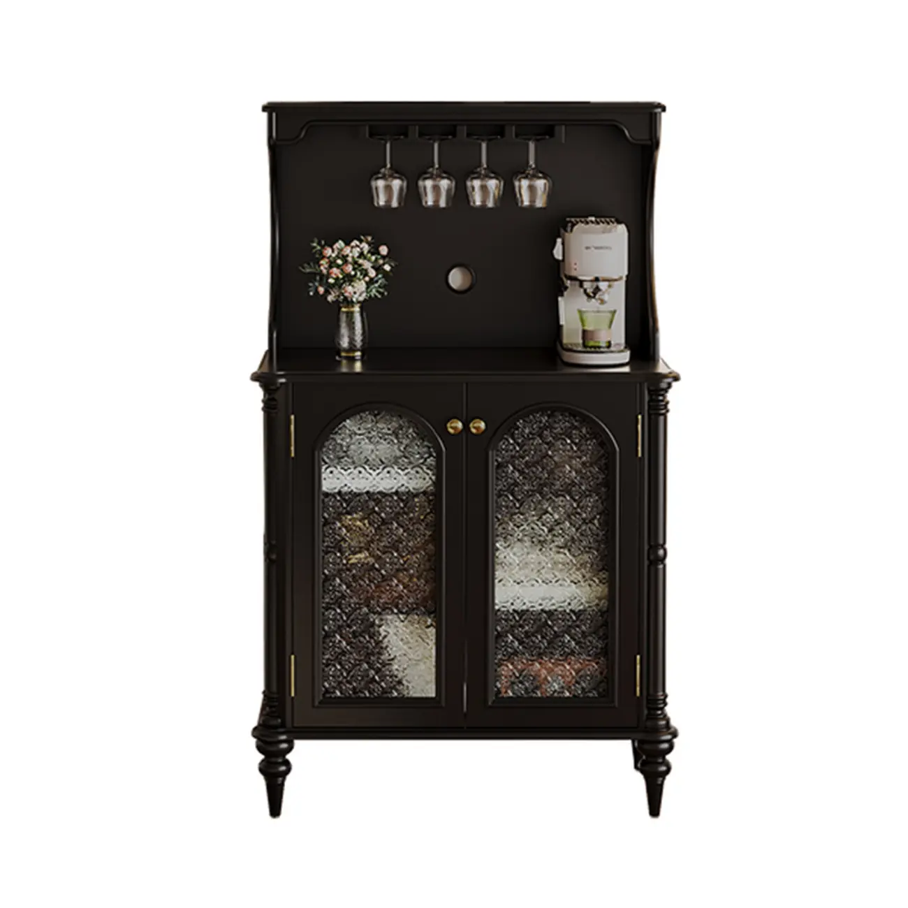 Wooden Display Cabinet with Stemware Shelf for Kitchen Image - 4 | homeyfad