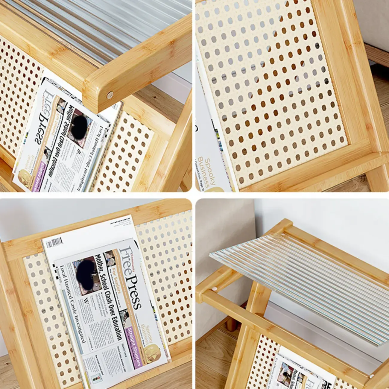 Glass Top Side Table with Magazine Rack for Living Room Image - 14