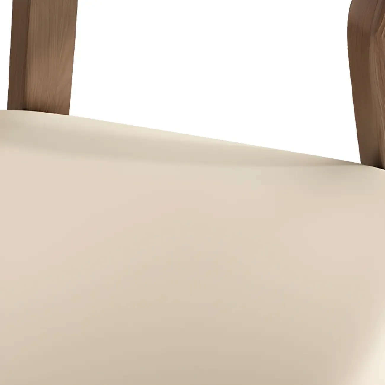 Simple Wooden Open Back Faux Leather Upholstered Dining Chair Image - 7