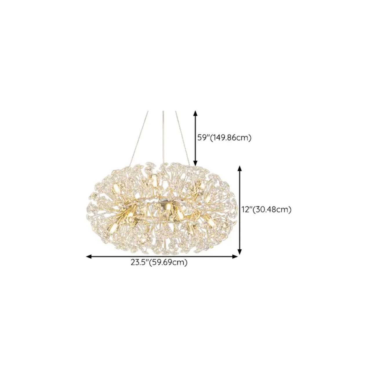 Luxury Crystal Round Chandelier with Geometric Design #size