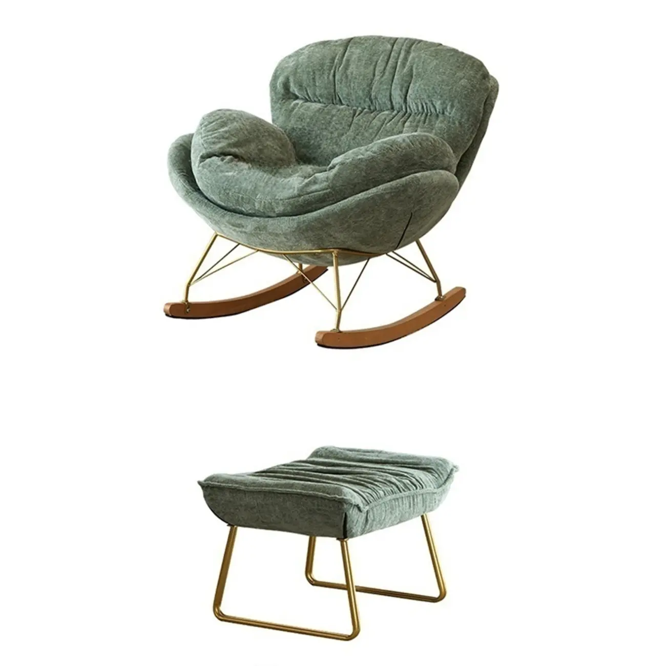 Modern Velvet Ergonomic Upholstered Rocking Chair for Nursery Image - 10 | homeyfad