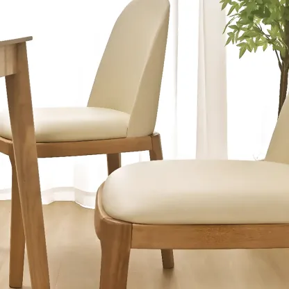 Wooden Modern Dining Chair Solid Back Armless with Upholstered Image - 12