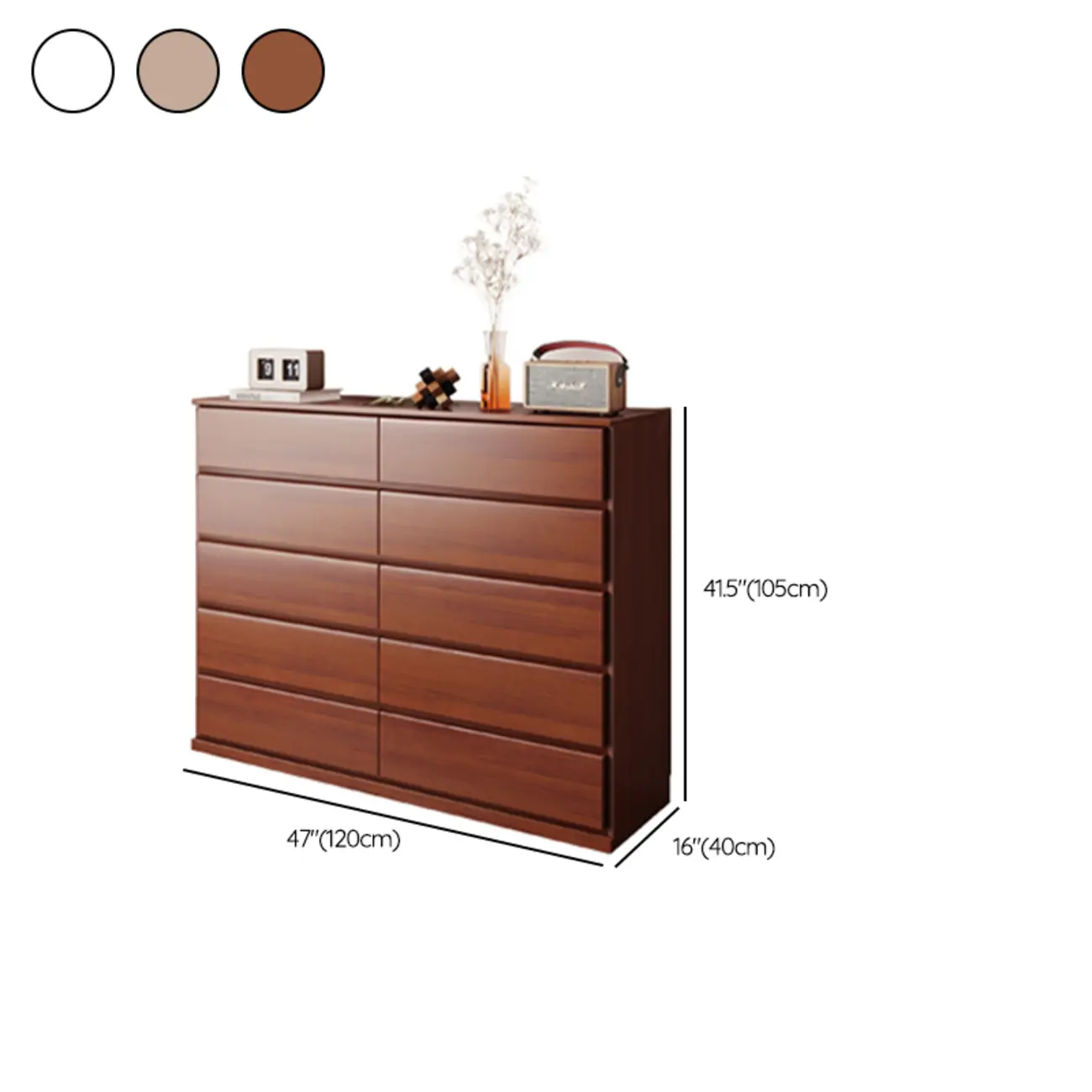 Modern Wood Dresser Light Walnut with 6-Drawers Storage Image - 33 | homeyfad
