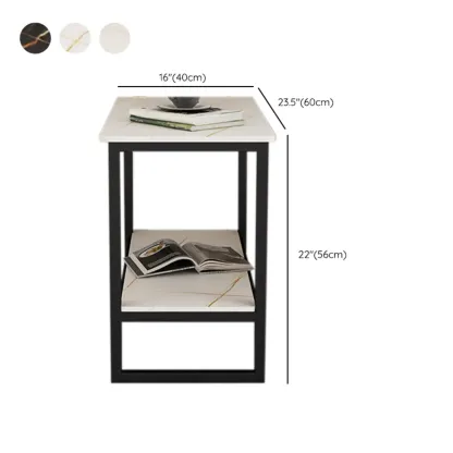 Glam Black Marble Side Table with Storage for Living Room Image - 22