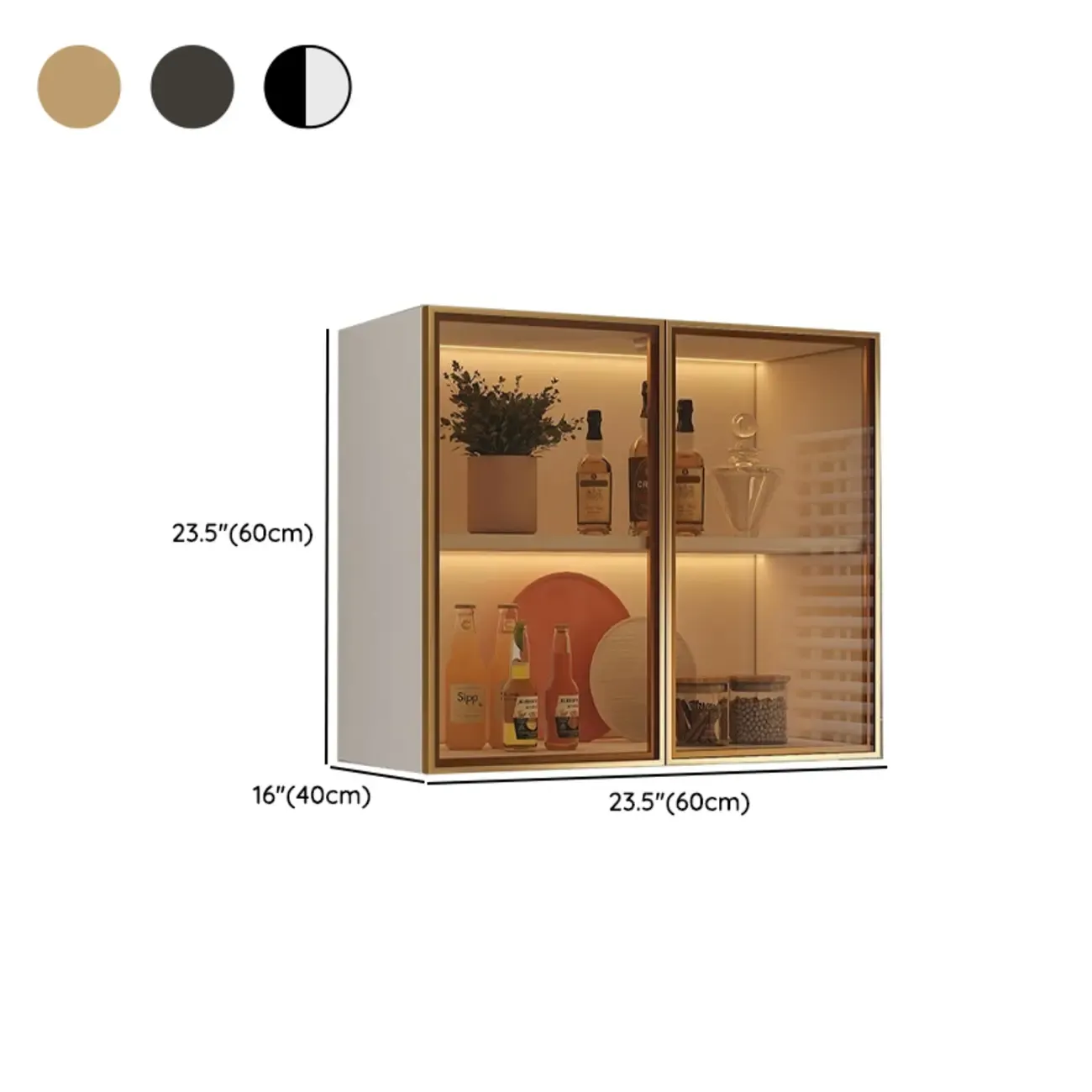 Modern Wood Wall-Mounted Display Cabinet with Glass Image - 40