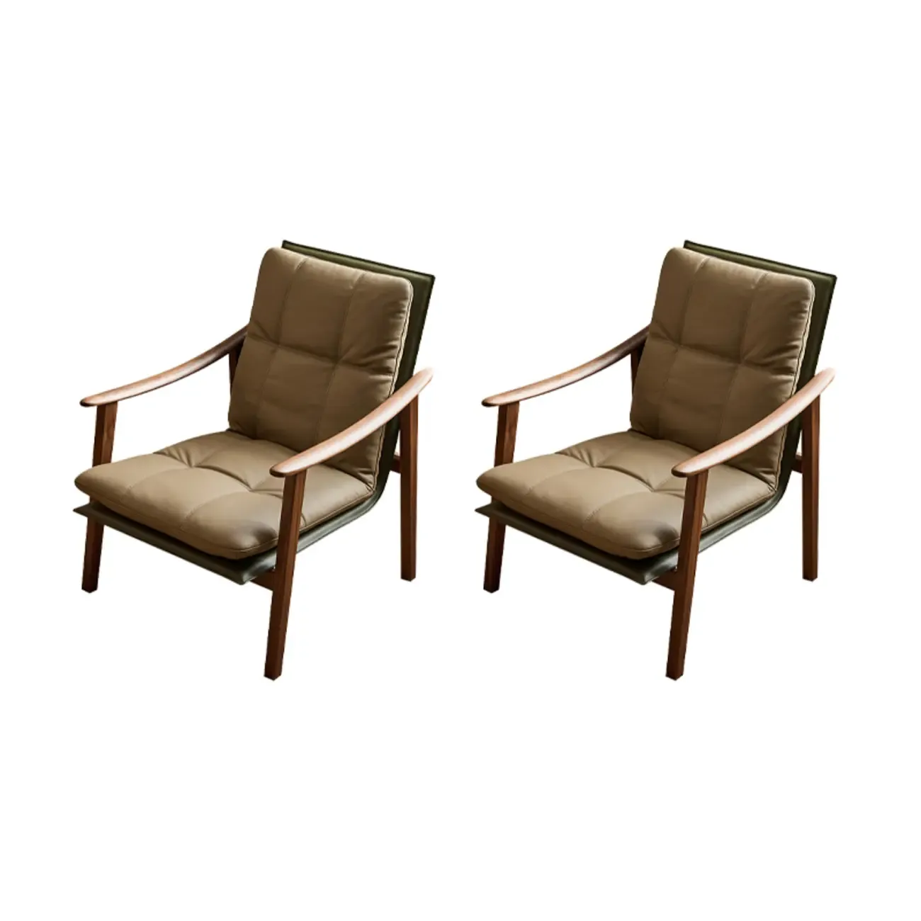 Scandinavian Green Genuine Leather Armchair  Image - 2