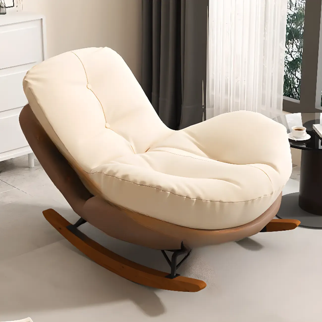 Scandinavian Upholstered Rocking Chair with Optional Ottoman Image - 8