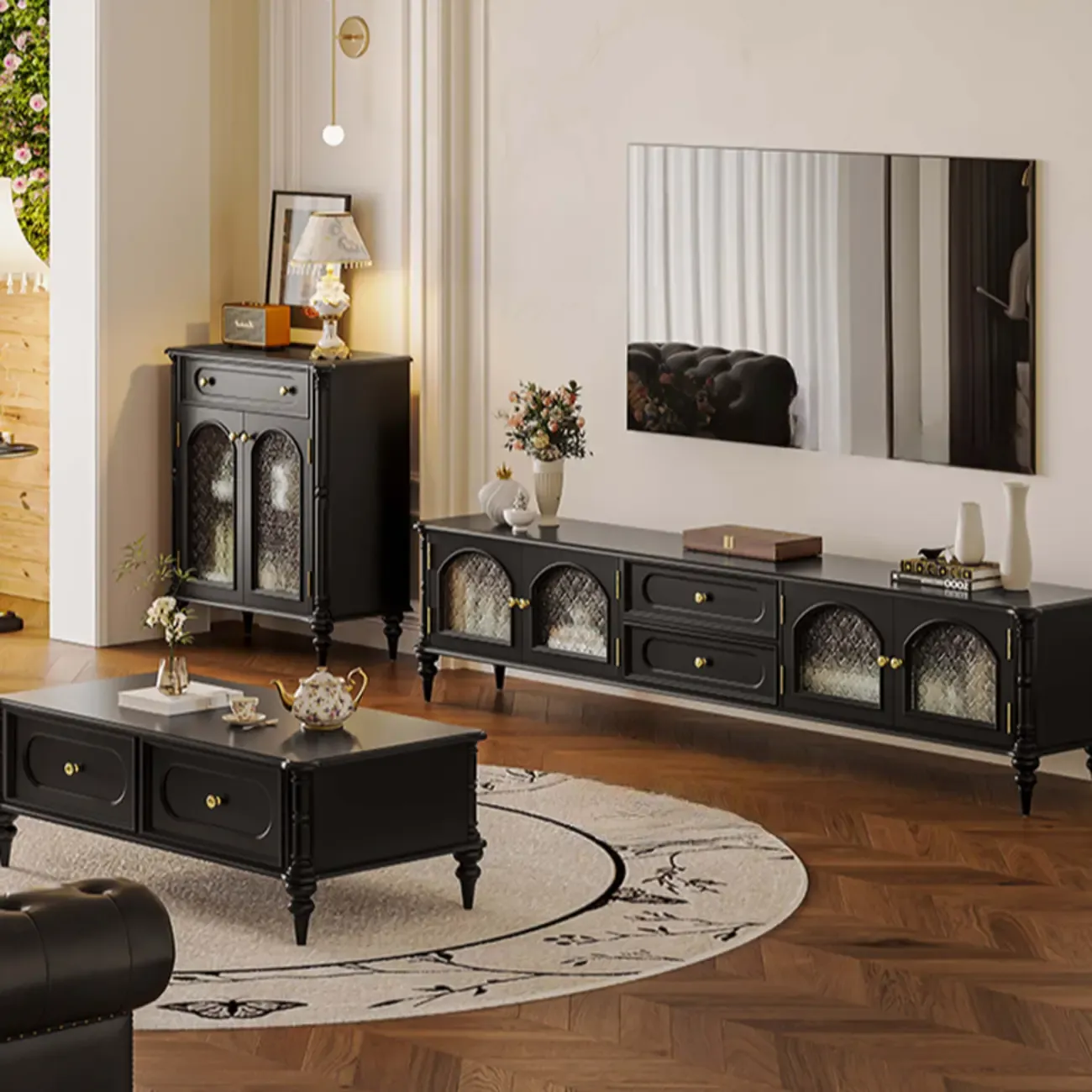 Wooden Display Cabinet with Stemware Shelf for Kitchen Image - 6