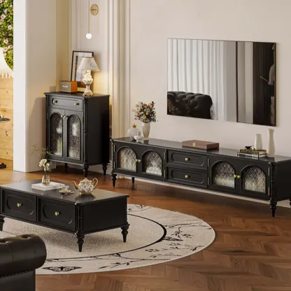 Wooden Display Cabinet with Stemware Shelf for Kitchen Image - 6