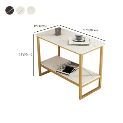 Glam Black Marble Side Table with Storage for Living Room Image - 23