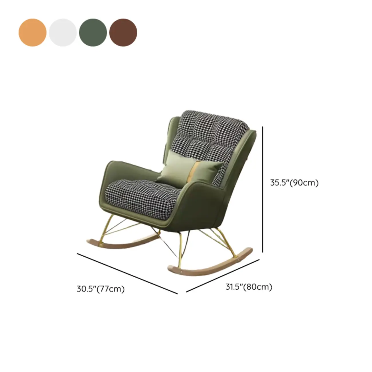 Modern Upholstered Rocking Chair with Optional Ottoman #size | homeyfad