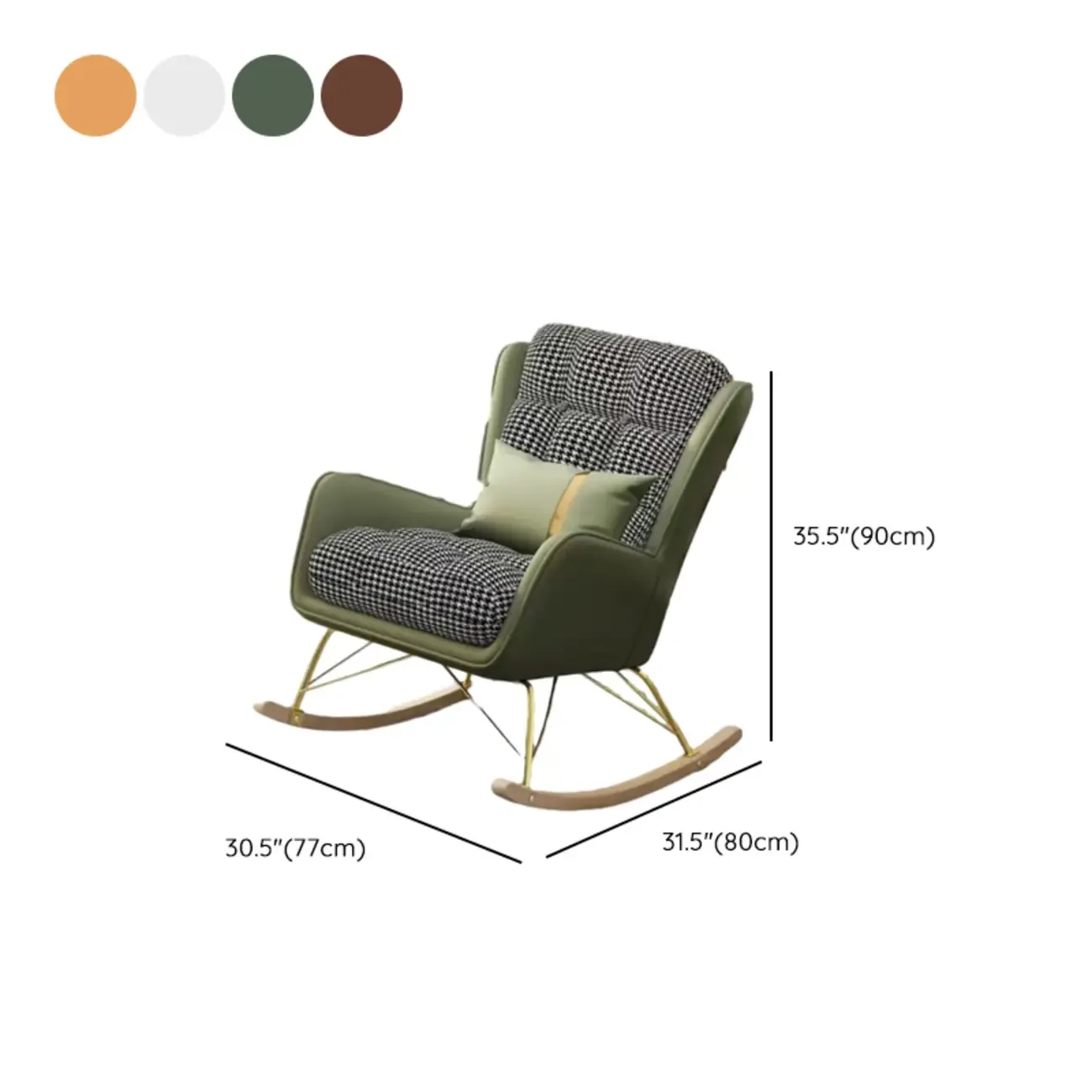 Modern Upholstered Rocking Chair with Optional Ottoman #size