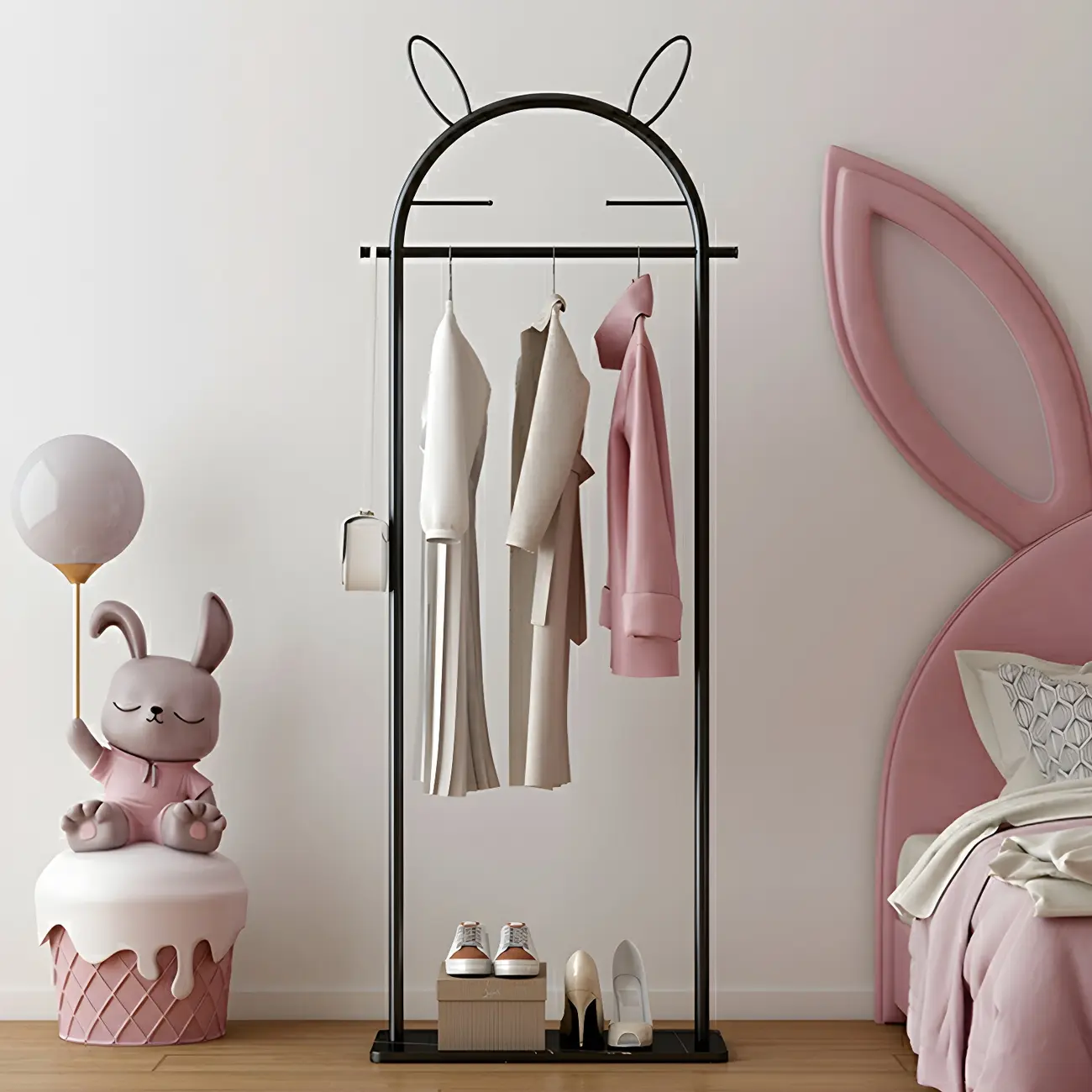 Modern Metal Coat Rack with Hooks & Shelf Image - 26 | homeyfad