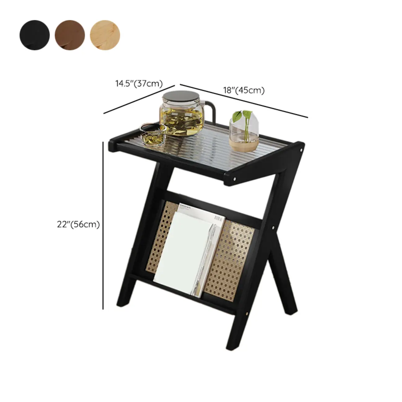 Glass Top Side Table with Magazine Rack for Living Room #size | homeyfad