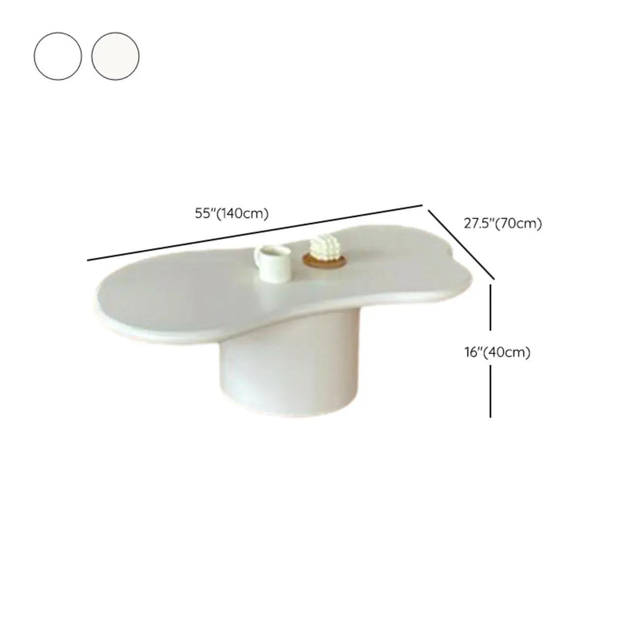 Modern Cream Oval Coffee Table with Minimalist Style Image - 14