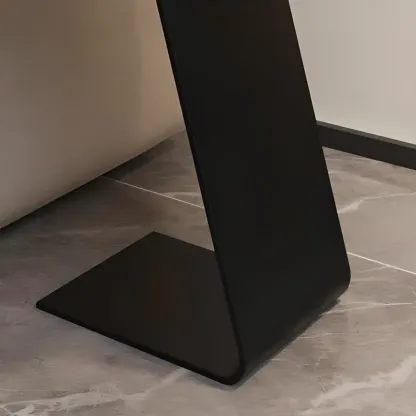 Black Metal Base Round C-Shaped Marble Side Table for Couch Image - 12