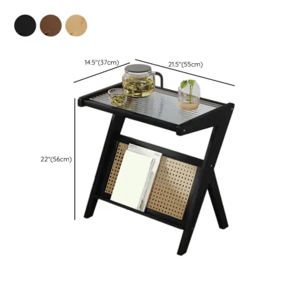Glass Top Side Table with Magazine Rack for Living Room Image - 18