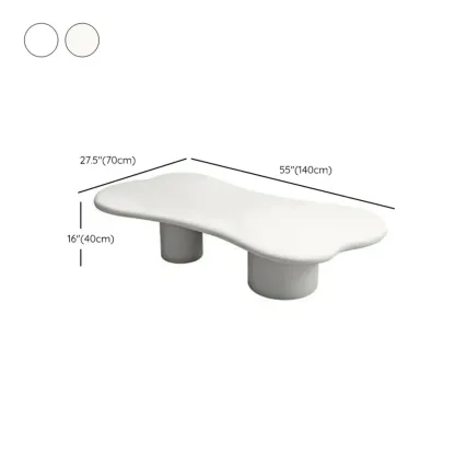 Modern Cream Oval Coffee Table with Minimalist Style Image - 15