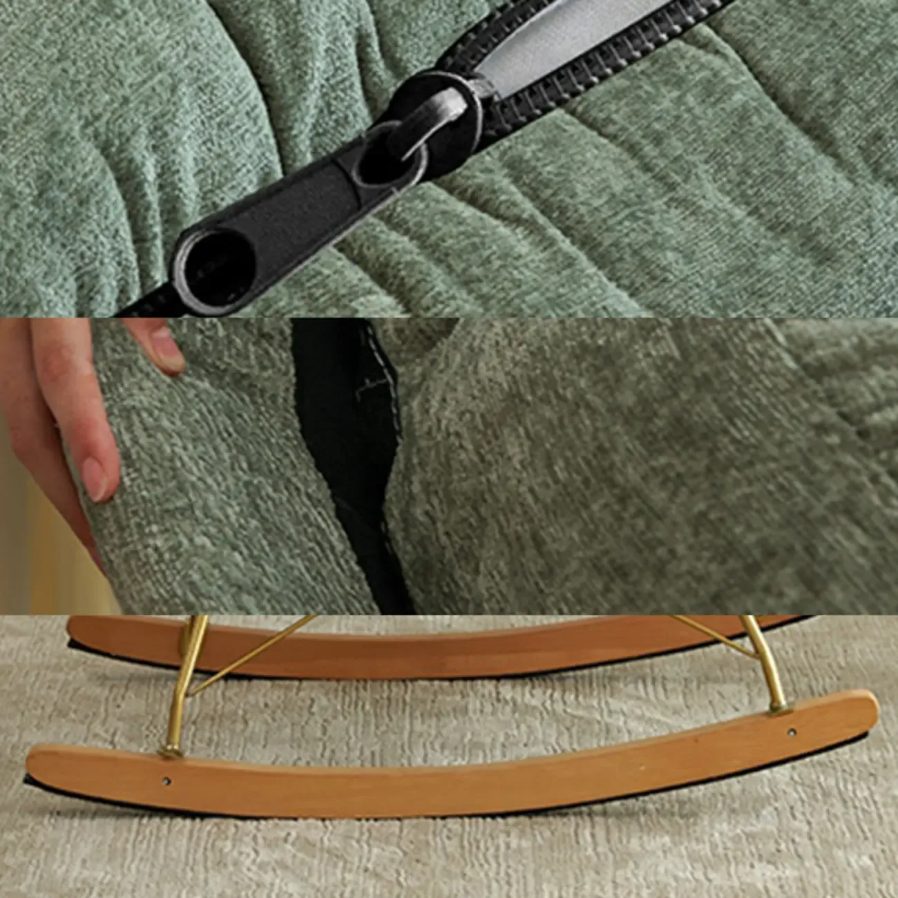 Modern Velvet Ergonomic Upholstered Rocking Chair for Nursery Image - 13