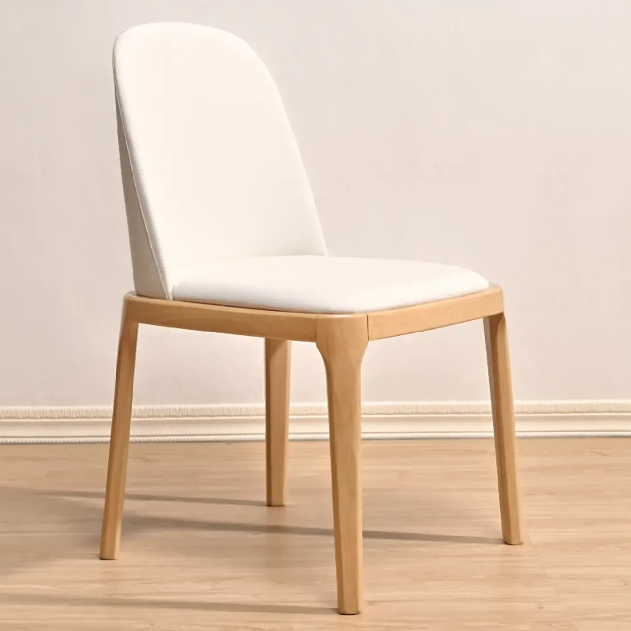 Wooden Modern Dining Chair Solid Back Armless with Upholstered Image - 16